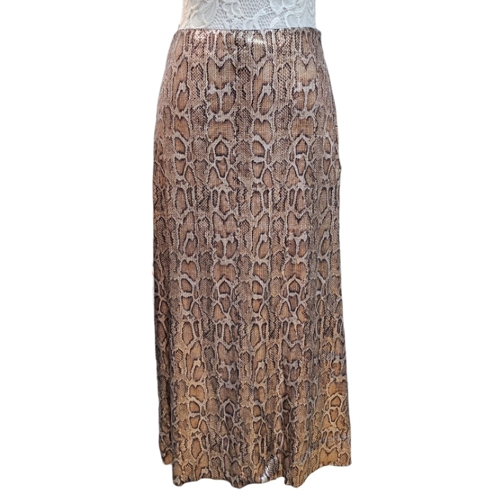Zara Snakeskin Python Sequined Full Length Skirt … - image 3